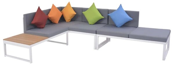 5-Dijelna vrtna garnitura od aluminija i WPC-a s jastucima - Set sofe i ležaljke za sunčanje Da 5 5