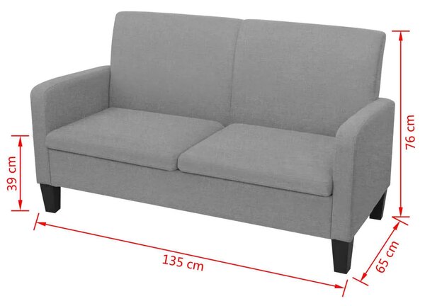 Kauč Dvosjed 135x65x76 cm Svijetlo Sivi - Svjetlosiva Dvosjedi Svjetlosiva Dvosjedi