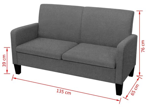 Kauč Dvosjed 135x65x76 cm Tamno Sivi - Tamno siva Dvosjedi Tamno siva Dvosjedi