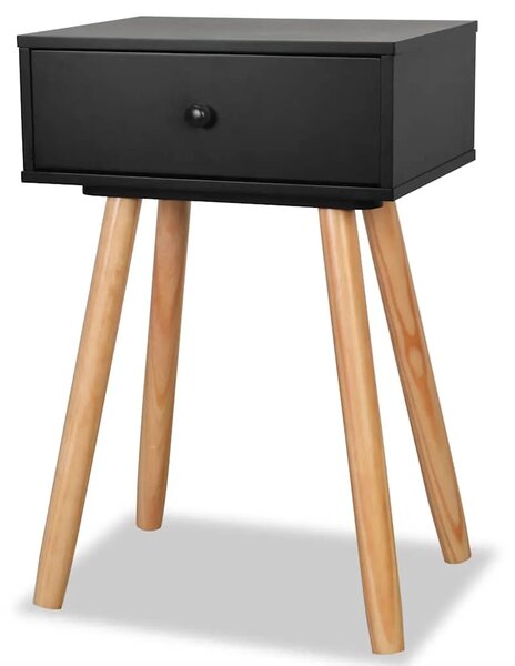 Noćni Ormarići 2 kom Masivna Borovina 40x30x61 cm Crni - Crna 2 Crna