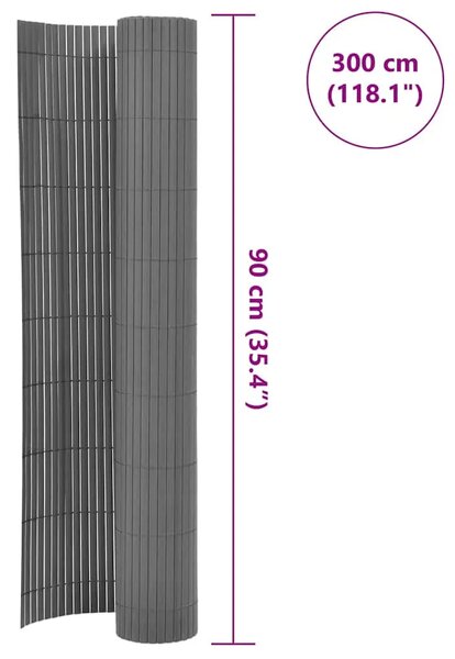 Dvostrana vrtna ograda PVC 90 x 300 cm siva - Siva 90 x 300 cm 1 Siva