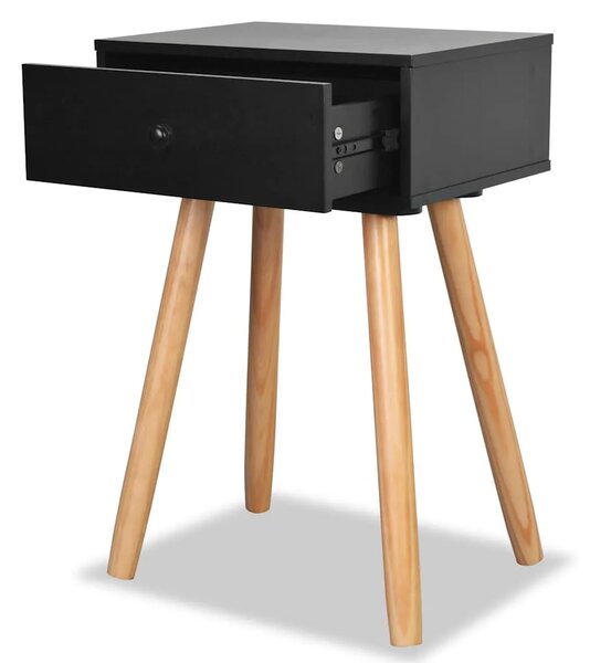 Noćni Ormarići 2 kom Masivna Borovina 40x30x61 cm Crni - Crna 2 Crna