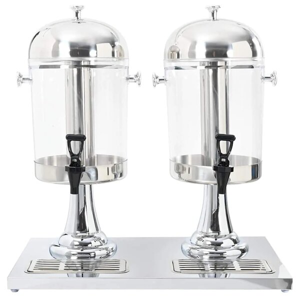 Dvostruki Dispenzer za Sok Nehrđajući Čelik 2 x 8 L - 56 x 35 x 57 cm 1 56 x 35 x 57 cm