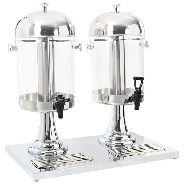 Dvostruki Dispenzer za Sok Nehrđajući Čelik 2 x 8 L - 56 x 35 x 57 cm 1 56 x 35 x 57 cm