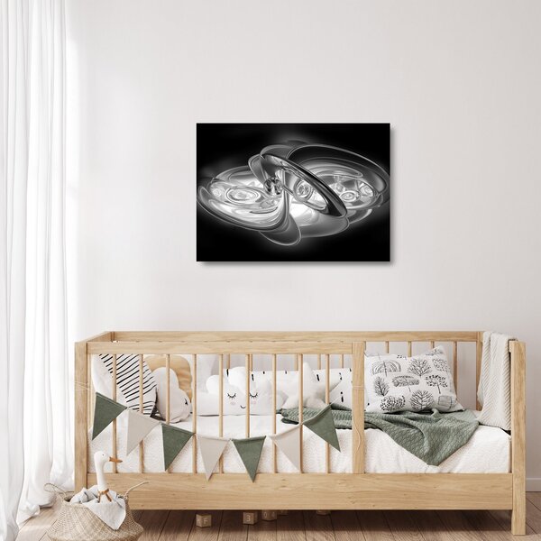 Staklena slika moderne sive apstrakcije (70x50 cm)