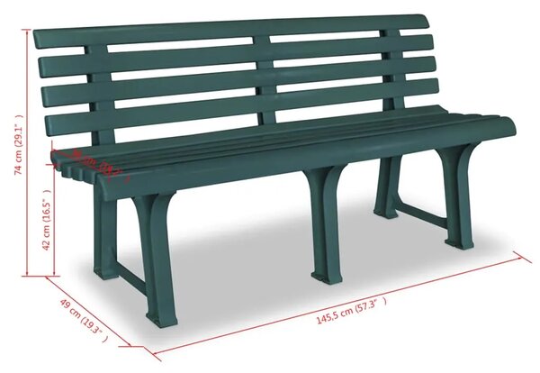 Vrtna klupa 145 5 cm plastična zelena - Zelena 1 2 Zelena