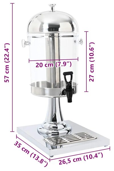 Dispenzer za Sok Nehrđajući Čelik 8 L - 26.5 x 35 x 57 cm 1 26.5 x 35 x 57 cm