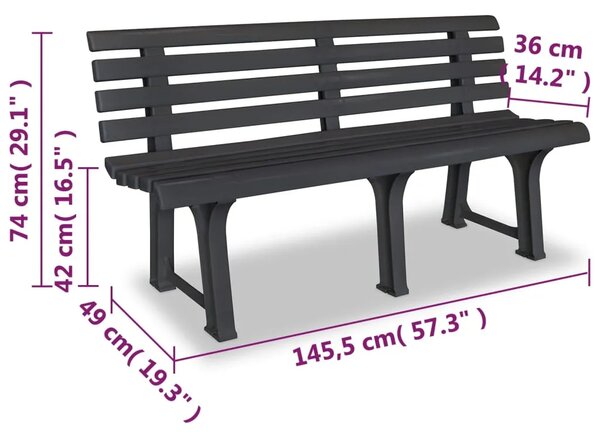 Vrtna klupa 145 5 cm plastična antracit - Antracit 1 2 Antracit