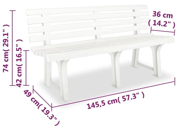 Vrtna klupa 145 5 cm plastična bijela - Bijela 1 2 Bijela