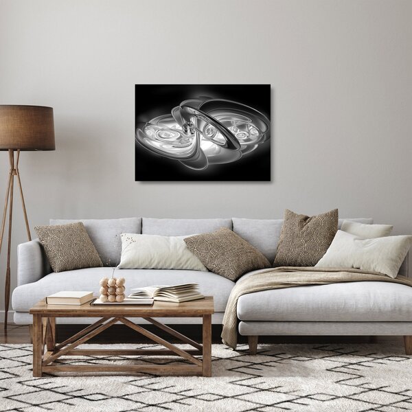 Staklena slika moderne sive apstrakcije (70x50 cm)