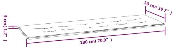 Jastuk za vrtnu klupu sivi 180 x 50 x 3 cm od tkanine Oxford - Siva 180 x 50 x 3 cm 1 Siva