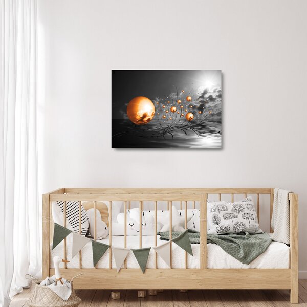 Staklena slika narančastih apstraktnih kugli (70x50 cm)