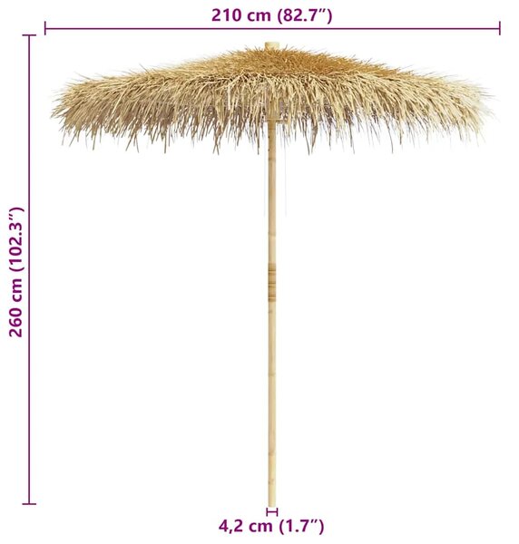 Suncobran od bambusa s krovom od lišća banane 210 cm - 210 cm 1 210 cm