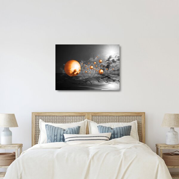 Staklena slika narančastih apstraktnih kugli (70x50 cm)