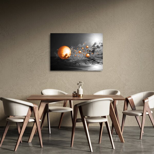 Staklena slika narančastih apstraktnih kugli (70x50 cm)