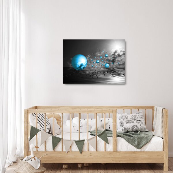 Staklena slika svijetlo plavih kugli (70x50 cm)