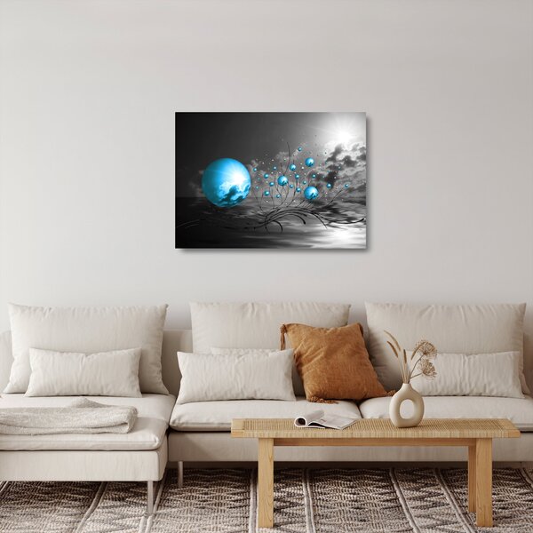 Staklena slika svijetlo plavih kugli (70x50 cm)