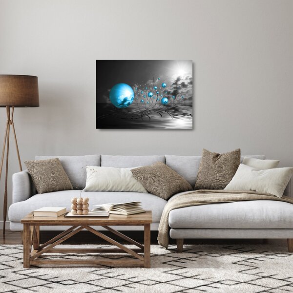 Staklena slika svijetlo plavih kugli (70x50 cm)