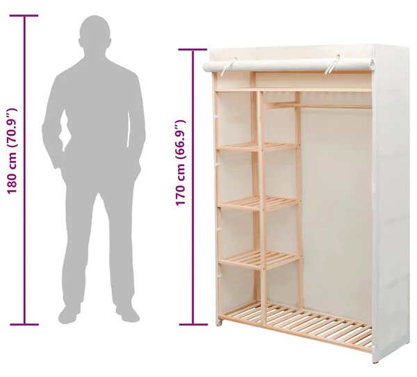 Garderobni Ormar od Tekstila i Borovine 110x40x170 cm - Bijela 1 1 Bijela
