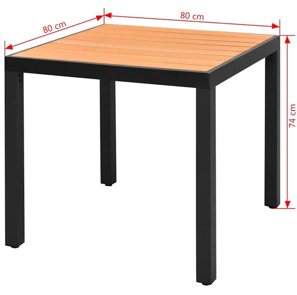 Vrtni stol smeđi 80 x 80 x 74 cm aluminijum i WPC - Smeđa 80 x 80 cm 1 80 x 80 cm