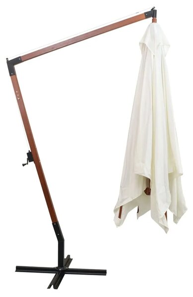 Viseći suncobran 300 x 300 cm s drvenim stupom bijeli - Bijela 3 x 3 m 1 Bijela