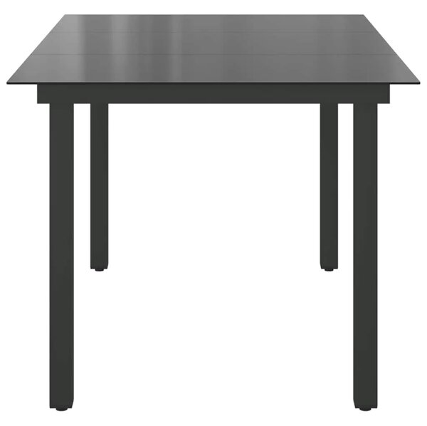 Vrtni stol crni 150 x 90 x 74 cm aluminijum i staklo - Crna 150 x 90 cm 1 150 x 90 cm