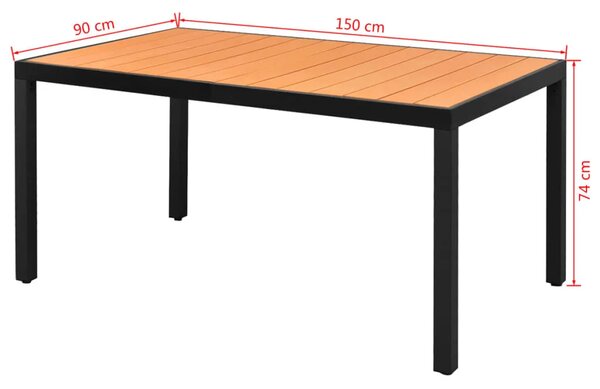 Vrtni stol smeđi 150 x 90 x 74 cm aluminijum i WPC - Smeđa 150 x 90 cm 1 150 x 90 cm