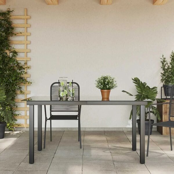 Vrtni stol crni 150 x 90 x 74 cm aluminijum i staklo - Crna 150 x 90 cm 1 150 x 90 cm