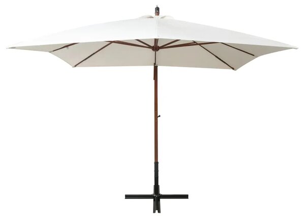 Viseći suncobran 300 x 300 cm s drvenim stupom bijeli - Bijela 3 x 3 m 1 Bijela