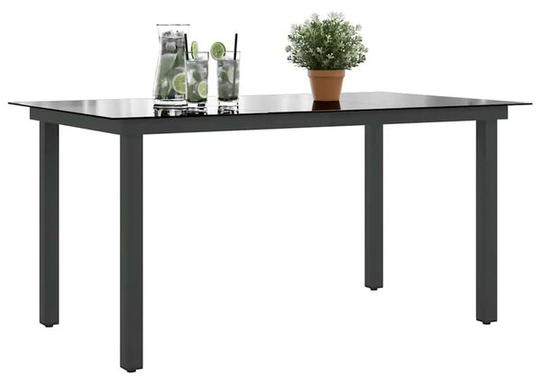 Vrtni stol crni 150 x 90 x 74 cm aluminijum i staklo - Crna 150 x 90 cm 1 150 x 90 cm