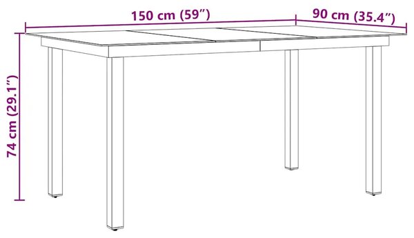 Vrtni stol crni 150 x 90 x 74 cm aluminijum i staklo - Crna 150 x 90 cm 1 150 x 90 cm