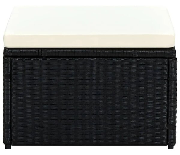 Tabure od Poliratana 53x53x30 cm Crni - Crna i krem 1 Crna i krem