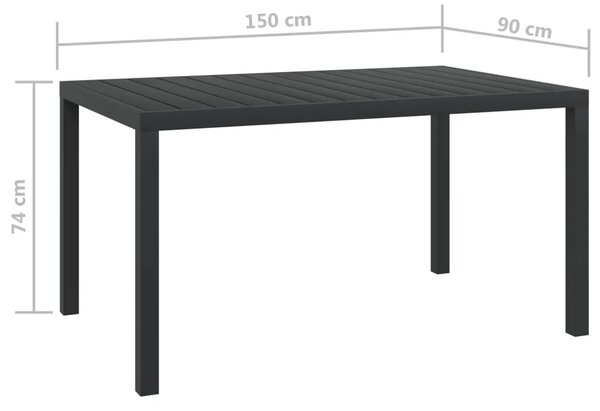 Vrtni stol crni 150 x 90 x 74 cm aluminijum i WPC - Crna 150 x 90 x 74 cm 1 150 x 90 x 74 cm