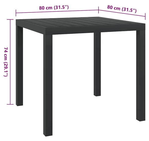 Vrtni stol crni 80 x 80 x 74 cm aluminijum i WPC - Crna 80 x 80 x 74 cm 1 80 x 80 x 74 cm