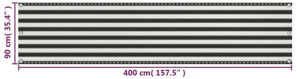 Balkonska Zaštita HDPE 90x400 cm Antracit i Bijela Boja - Antracit i bijela 90 x 400 cm 1 Antracit i bijela