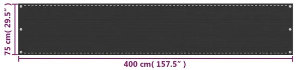 Balkonska Zaštita HDPE 75x400 cm Antracit Boja - Antracit 75 x 400 cm 1 Antracit