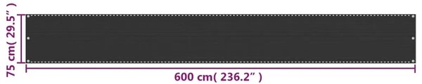 Balkonska Zaštita HDPE 75x600 cm Antracit Boja - Antracit 75 x 600 cm 1 Antracit