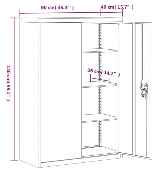 Uredski ormar čelični 90 x 40 x 140 cm sivi - Svjetlosiva 90 x 40 x 140 cm 1 Svjetlosiva