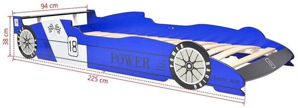Dječji krevet trkaći auto 90 x 200 cm plavi - Plava Plava