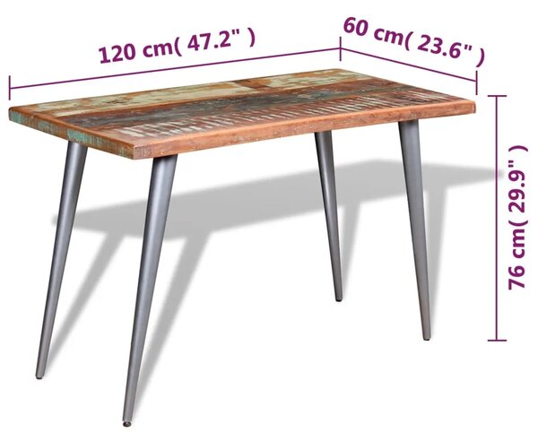 Blagovaonski stol od masivnog obnovljrnog drva 120 x 60 x 76 cm