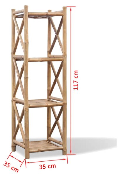 Četvrtaste police od bambusa s 4 razine - 1 117 cm 117 cm