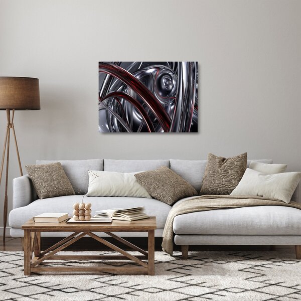 Staklena slika sive apstrakcije (70x50 cm)