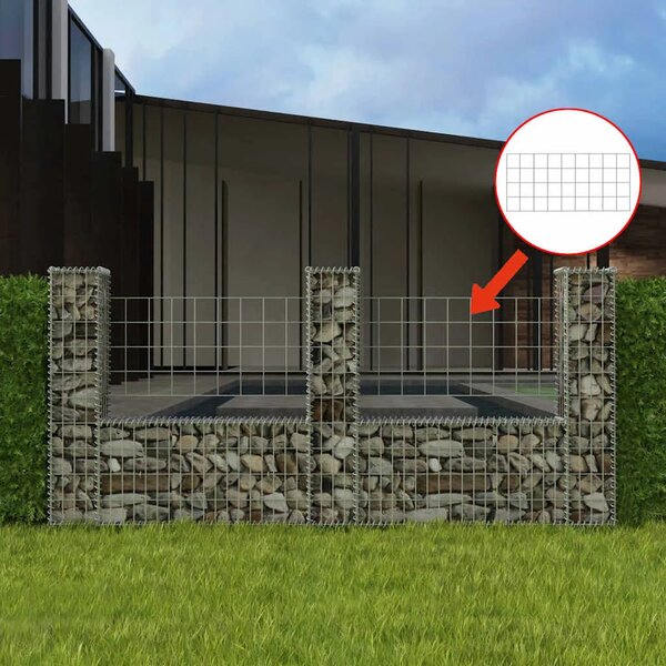 Gabion - Gabion ograde - Gabionska košara U-oblika od pocinčanog čelika 240 x 20 x 100 cm - 240 x 20 x 100 cm 1 240 x 20 x 100 c