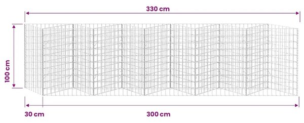 Gabion - Gabion ograde - Gabionska košara od pocinčanog čelika 300 x 30 x 100 cm - 300 x 30 x 100 cm 1 300 x 30 x 100 cm