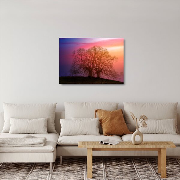 Staklena slika drveća u magli (70x50 cm)