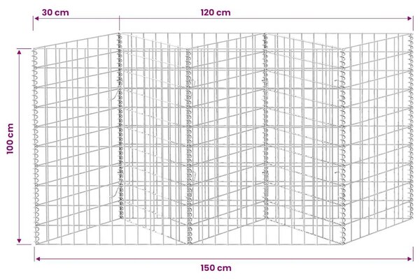 Gabion - Gabion ograde - Gabionska košara od pocinčanog čelika 120 x 30 x 100 cm - 120 x 30 x 100 cm 1 120 x 30 x 100 cm