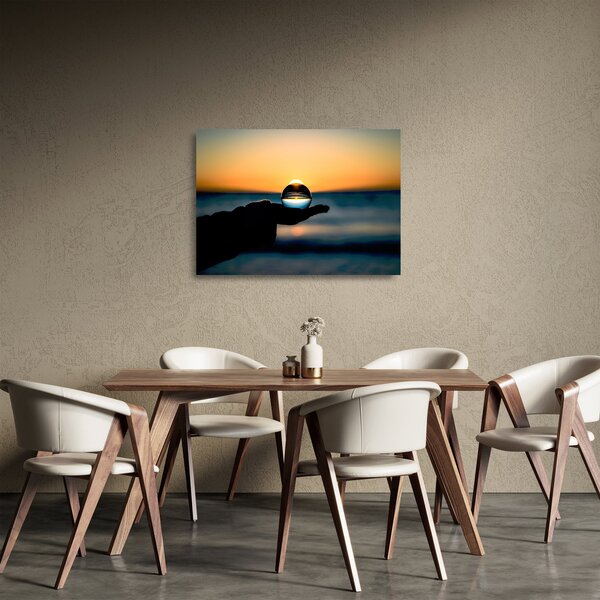 Staklena slika staklene kugle u dlanu (70x50 cm)