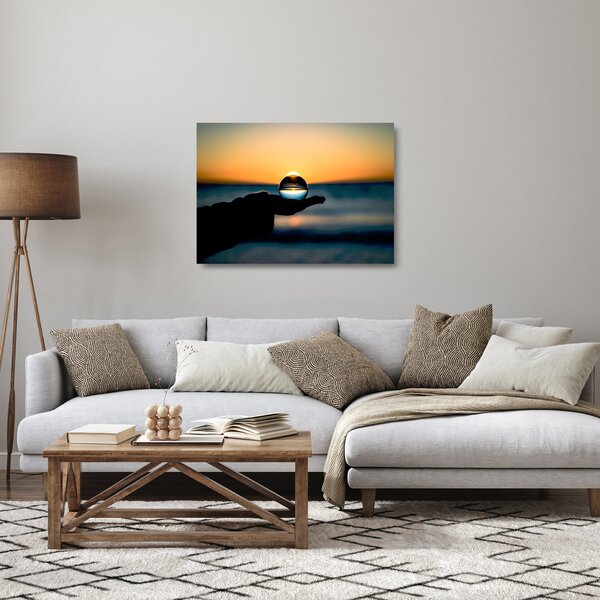 Staklena slika staklene kugle u dlanu (70x50 cm)