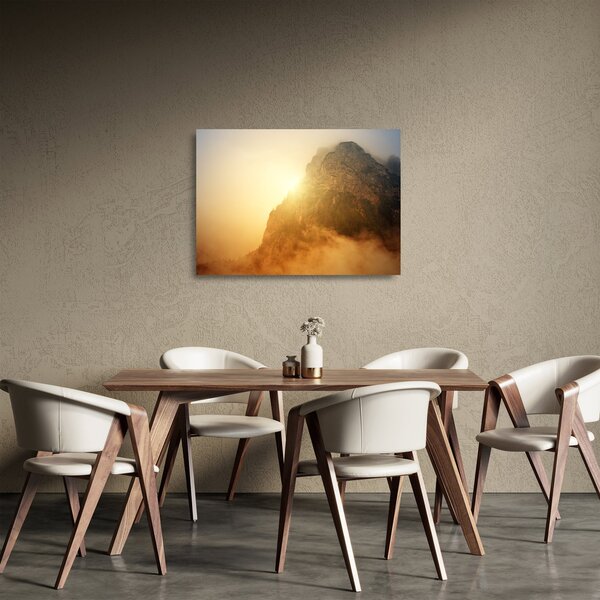 Staklena slika planine u magli (70x50 cm)