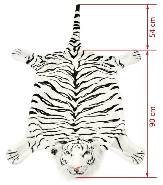 Tepih Tigar od Pliša 144 cm Bijeli - Bijela 144 cm Bijela 144 cm